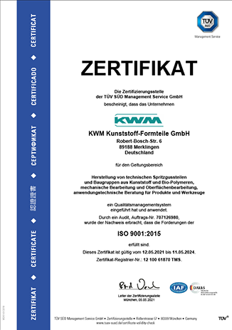 KWM Zertifikat DIN EN ISO 9001